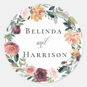 Adesivo O encanto rústico Borgonha cora casamento floral