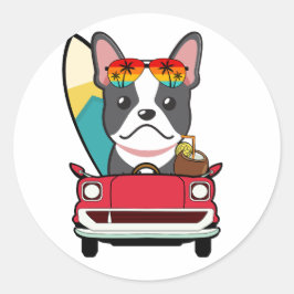 Adesivo O engraçado BullDog francês está indo para a praia