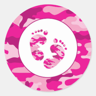 Adesivo O envelope cor-de-rosa dos pés do camo da MENINA