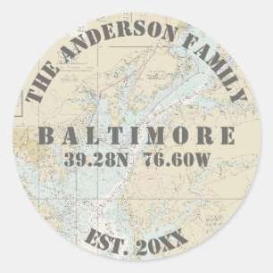 Adesivo O envelope náutico de Baltimore Maryland sela