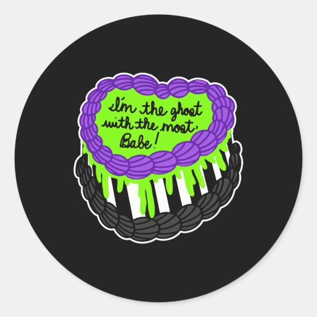 Adesivo O Fantasma Com O Design De Bolo De Halloween Mais  (Frente)