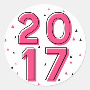 Adesivo O feliz ano novo retro 2017 da tipografia do rosa
