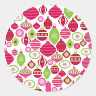Adesivo O feriado retro Ornaments o teste padrão do Natal