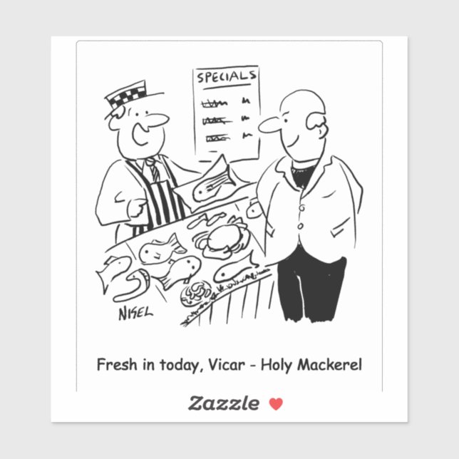 Adesivo O Fishmonger Oferece Sarda Santa Vicar. Engraçado (Folha)
