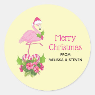 Adesivo O Flamingo Rosa no Natal do Whimsical
