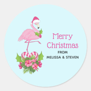 Adesivo O Flamingo Rosa no Natal do Whimsical