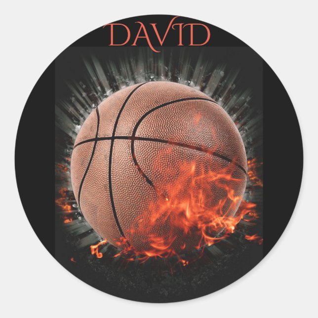 Adesivo O fogo de basquete personalizou autocolantes. (Frente)