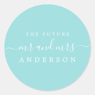 Adesivo O Futuro Chic Script Sr. Turquoise Blue Wedding