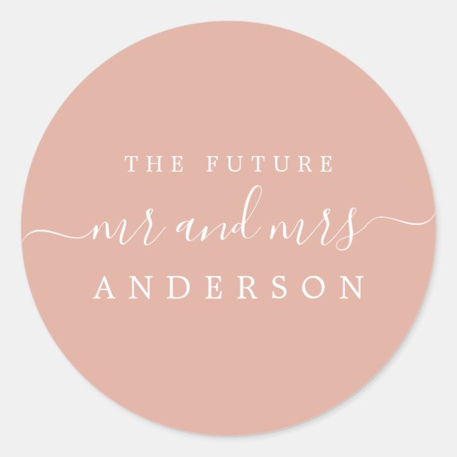Adesivo O Futuro do Script Chic Sr. Dusty Pink Wedding (Frente)