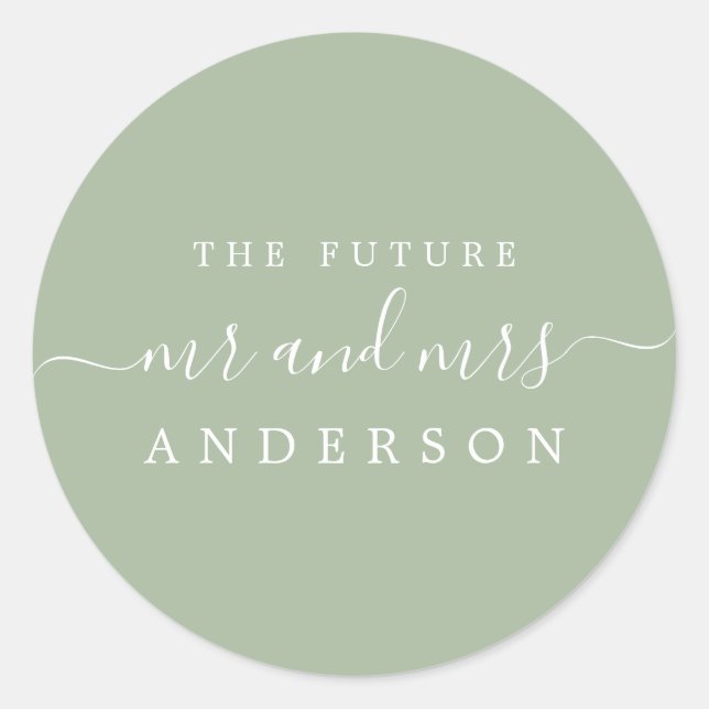 Adesivo O Futuro do Script Chic Sr. Laurel Green Wedding (Frente)