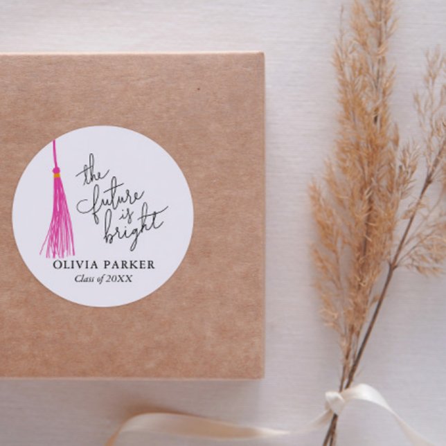 Adesivo O Futuro É Um Tassel Rosa Rosa De Graduação, Bela  (Criador carregado)