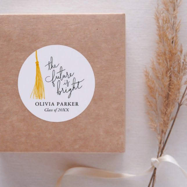 Adesivo O Futuro É Uma Graduação Brilhante Tassel Amarelo (Criador carregado)
