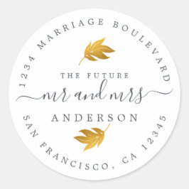 Adesivo O futuro Sr. Dourado Leaf Wedding Endereço de Regr