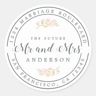Adesivo O futuro Sr. Pink Floral Wedding Endereço de Regr