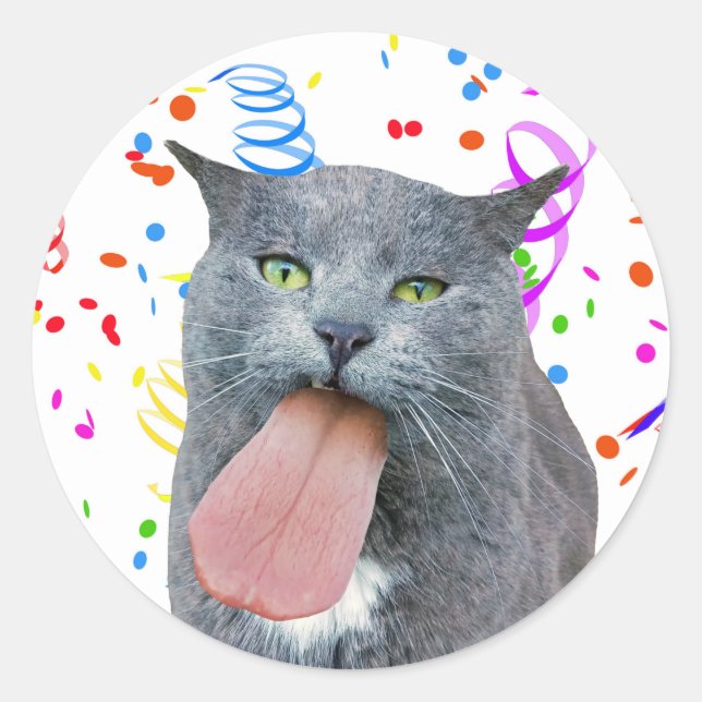 Adesivo O Gato Da Festa Recebeu Sua Língua? (Frente)