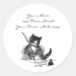 Adesivo O gato do vintage escrevendo uma letra