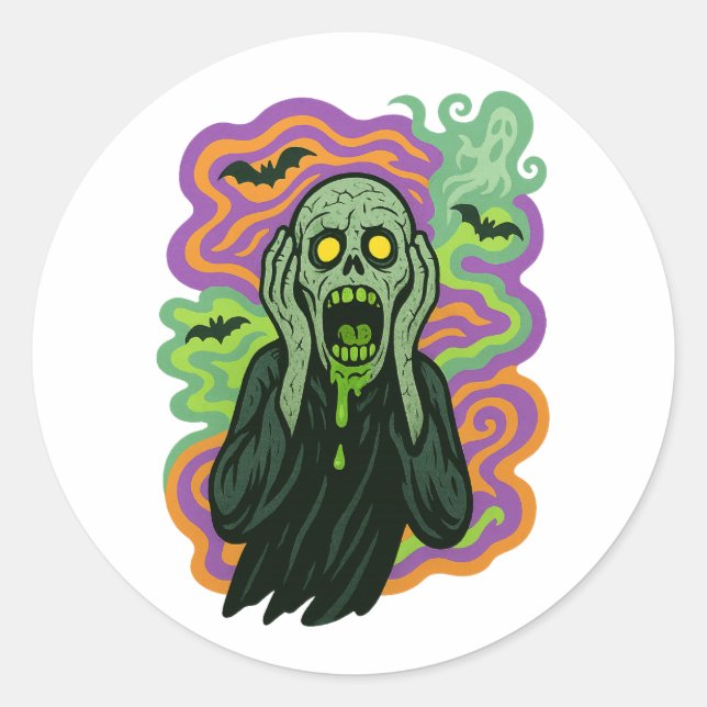 Adesivo O Gritar - Cartoon Zombie (Frente)