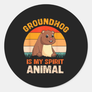Adesivo O Ground Hog É Meu Animal Espírito Retro Dia da Ma