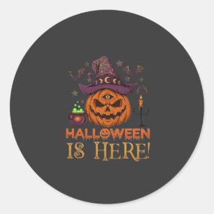 Adesivo O Halloween Chegou Abóbora Chapéu de Bruxa Caldeir