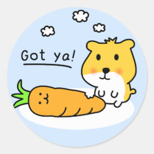 Adesivo o hamster bonito está com fome
