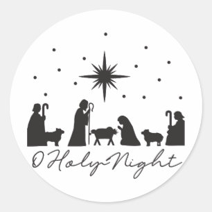 Adesivo O Holy Night Clássico de Natal Circular