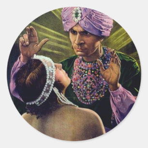 Adesivo O Hypnotist hypnotizes o vintage da jovem mulher