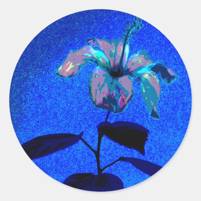 Adesivo O Iridescente Hibiscus Bloom Blue Pink (Frente)