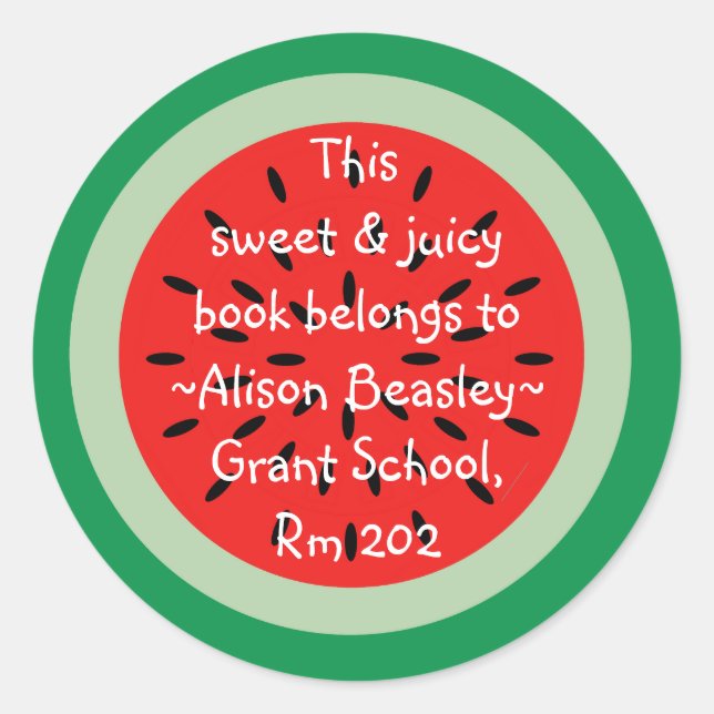 Adesivo O Livro Escolar De Arte De Melancia Pertence A (Frente)