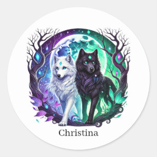 Adesivo O lobo-cúmulo ama animais personalizáveis
