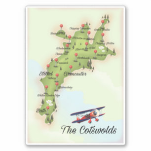 Adesivo O Mapa de Vintage dos Cotswolds