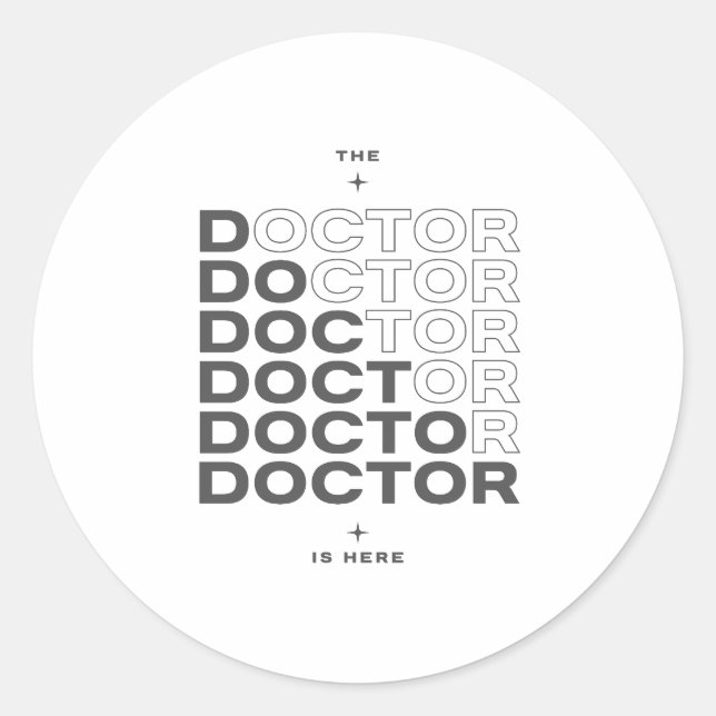 Adesivo O Médico Está Aqui Design de Texto Minimalista (Frente)