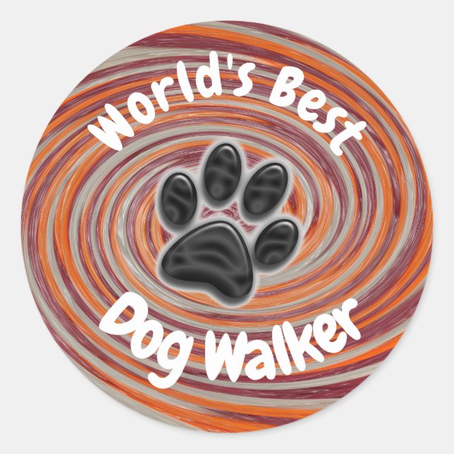 Adesivo O melhor cão do mundo que caminhava no Groovy Paw  (Frente)