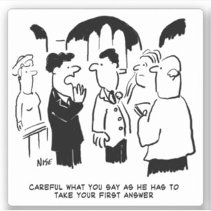 Adesivo O Melhor Homem Adverte o Cartoon de Casamento de B