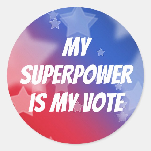 Adesivo O meu superpoder é o meu voto (Frente)