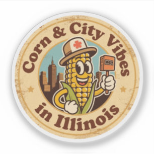 Adesivo O Milho Encontra a Cidade_ Arte Vintage de Illinoi