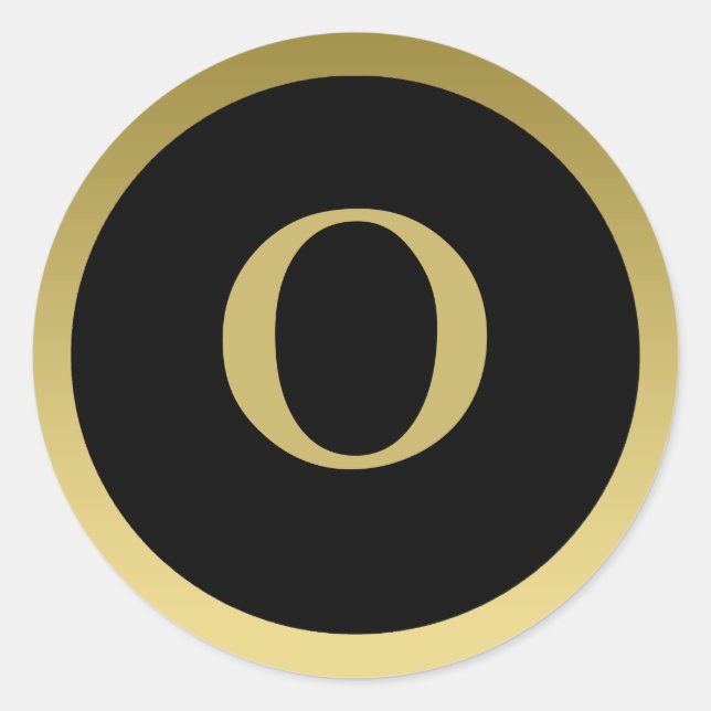 Adesivo O: Monograma O Elegante Dourado e Preto (Frente)