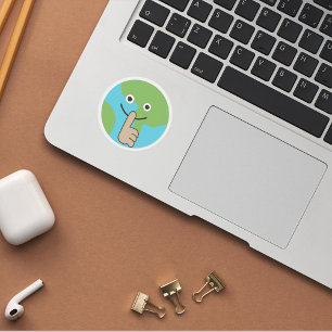 Adesivo O mundo segurando a mão perto do silêncio bucal