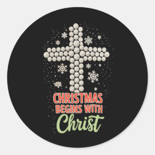 Adesivo O Natal Começa Com Cristo Cristão Neve Xmas