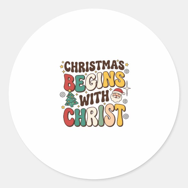 Adesivo O Natal Começa Com Cristo Design de Árvore de Nata (Frente)