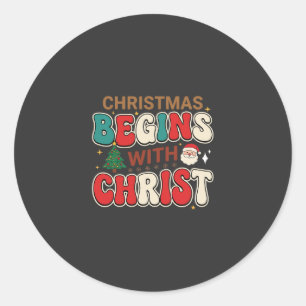 Adesivo O Natal Começa Com Cristo Retro Papai Noel