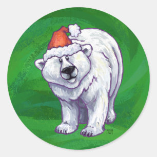 Adesivo O Natal Do Urso Polar Sobre O Verde