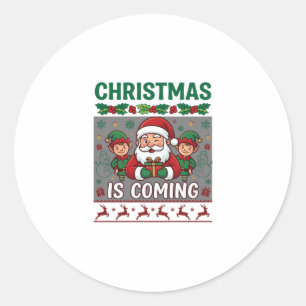Adesivo O Natal Está Chegando Papai Noel Elfos Rena
