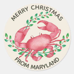 Adesivo O Natal mais feliz do caranguejo de Maryland