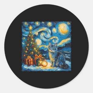 Adesivo O Natal Russo do Gato Azul Art Van Gogh é a estrel