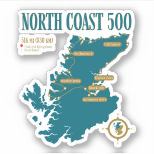 Adesivo O NC500, Scotland Route The North Coast presentes