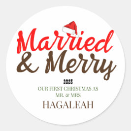 Adesivo O nosso primeiro Natal, Sr. e Sra. Newlywn Feliz