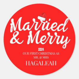 Adesivo O nosso primeiro Natal, Sr. e Sra. Newlywn Feliz