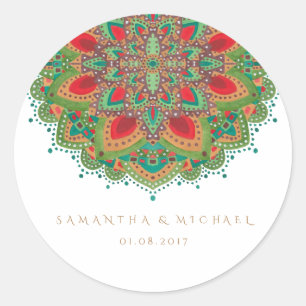 Adesivo O obrigado verde do casamento da mandala você