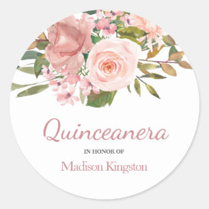 Adesivo O ouro cor-de-rosa & cora favor de Quinceanera das