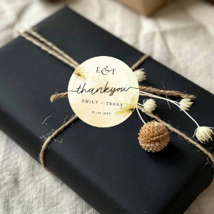 Adesivo O Ouro Hour Grace e Monograma Weding Obrigado